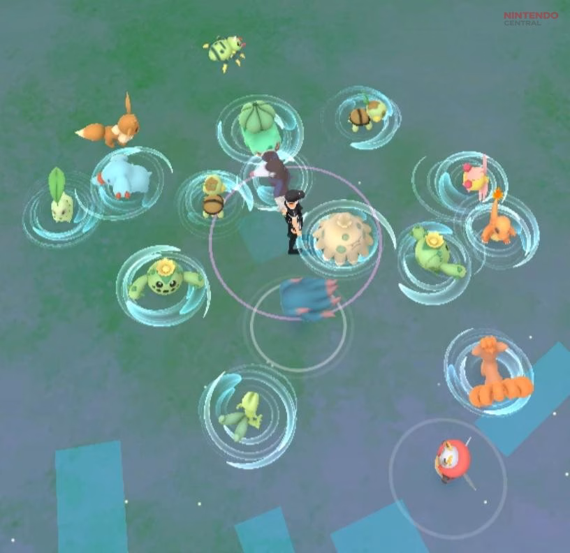 A wild Pokémon encounter in Pokémon GO, demonstrating how Ditto hides as common species like Mankey or Sentret. (Image via Niantic)