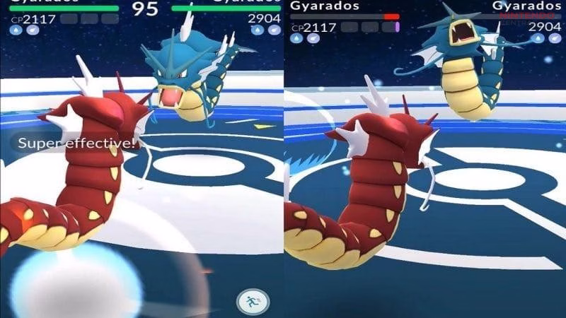 Evolving a shiny Magikarp using 400 Candy results in the iconic Red Gyarados in Pokémon GO. (Image via Niantic)