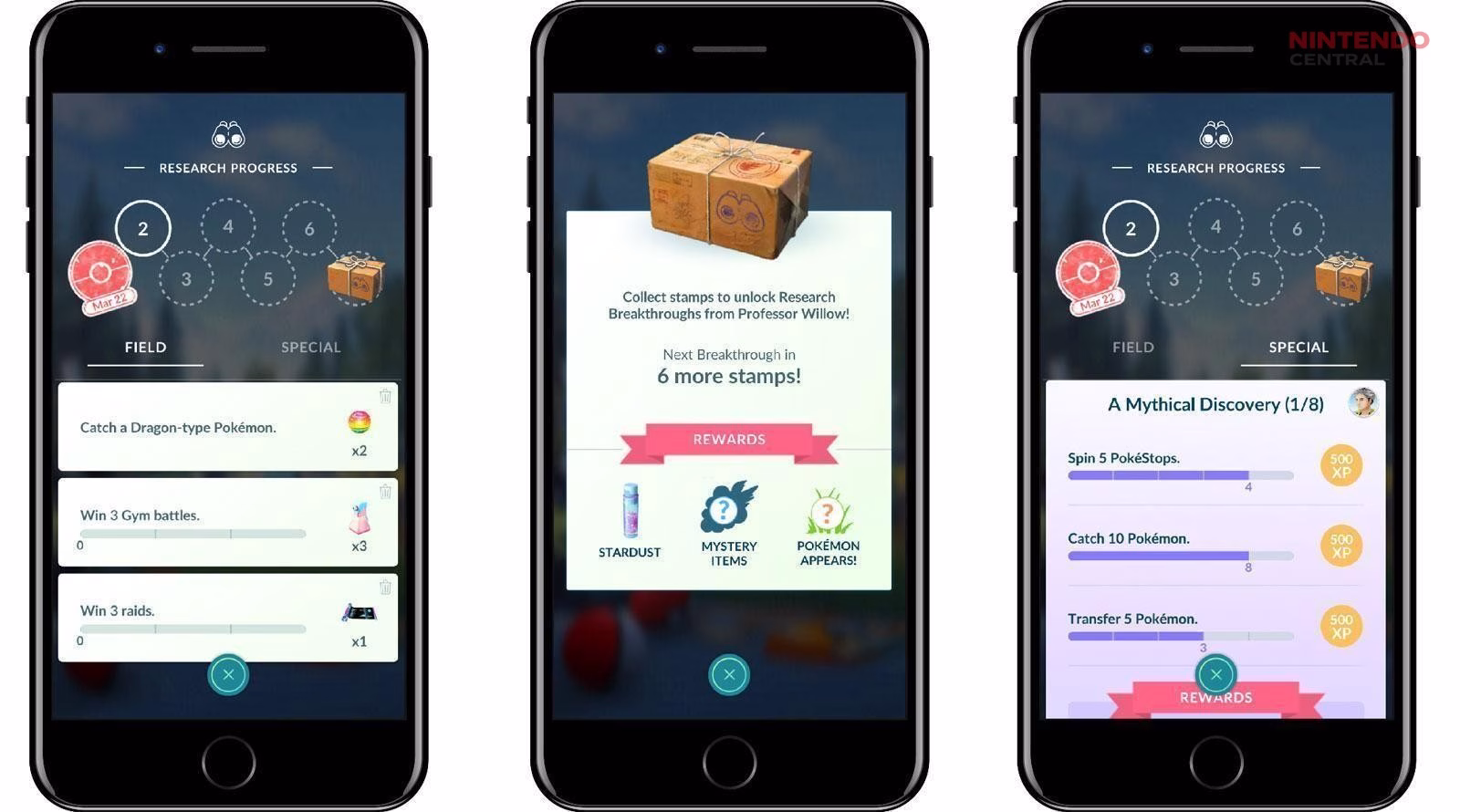 Research Breakthrough rewards in Pokémon GO previously included Legendary Pokémon, making weekly tasks more rewarding. (Image via Niantic)