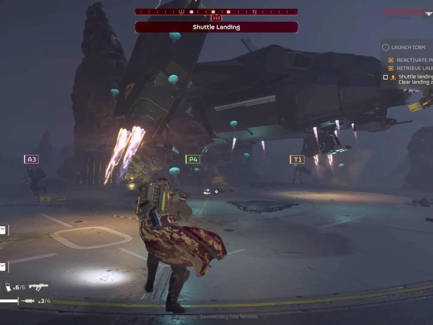 Squad defending an extraction point in Helldivers 2 during a high-pressure mission finale with multiple enemies closing in. (Image via PlayStation)