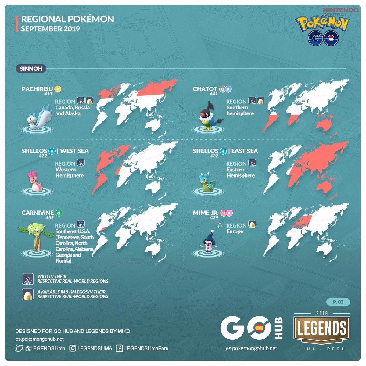 Pachirisu is limited to northern cold regions, while Carnivine appears in the southeastern United States, highlighting Pokémon GO’s location-based system. (Image via - Niantic)
