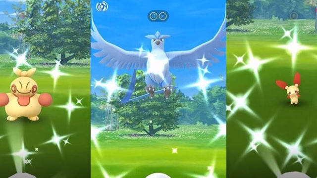 Shiny Pokémon in Pokémon GO are identified by sparkle animations and a shiny icon, confirming they are official alternate color variants. (Image via - Niantic)